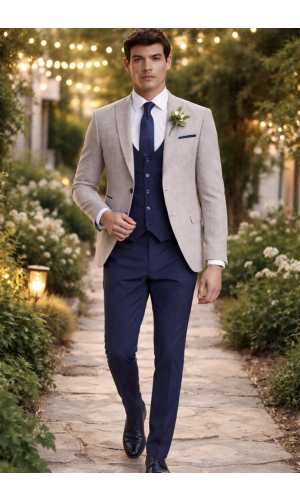 Benetti Cream Simon/Navy Peter Suit