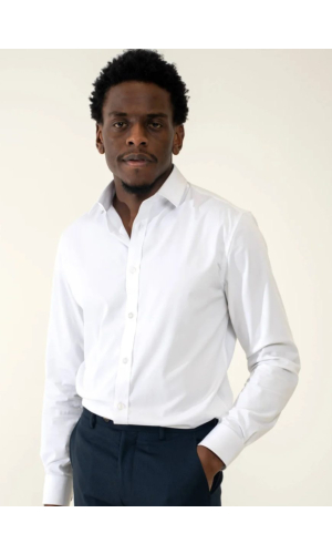 White Stretch Louie Long Sleeve Shirt