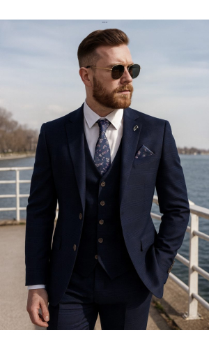 Charles Grey Navy Check Hadrian Mixer Suit