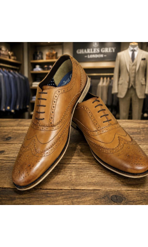 Front Diego Tan Leather Brogue