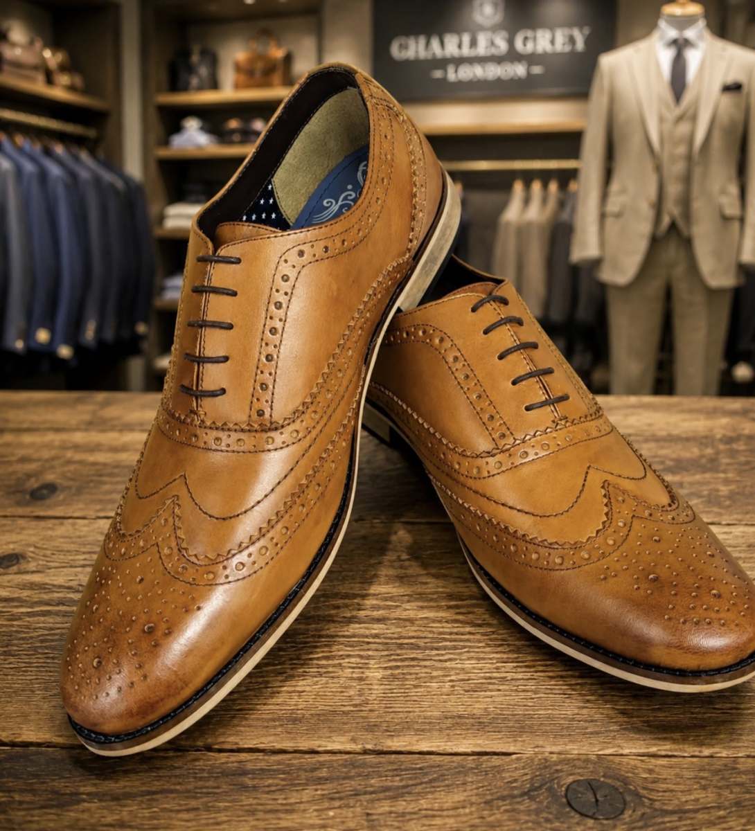 Front Diego Tan Leather Brogue