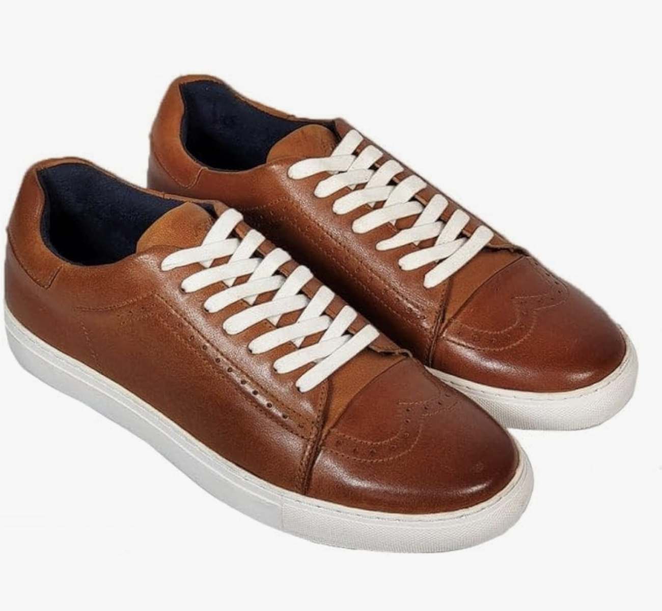 Front Boston Leather Cupsole Casual Trainer Shoe - Image 2