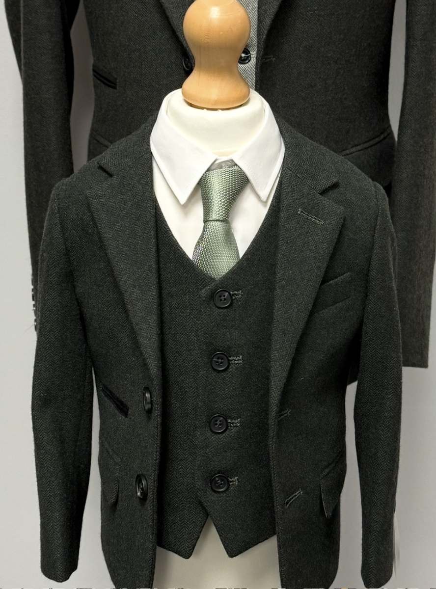 Boys Age 13 Attenborough Wool Blend 3 Piece Suit - Image 7