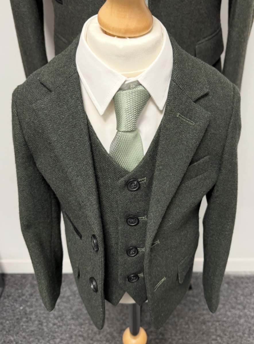 Boys Age 13 Attenborough Wool Blend 3 Piece Suit - Image 6