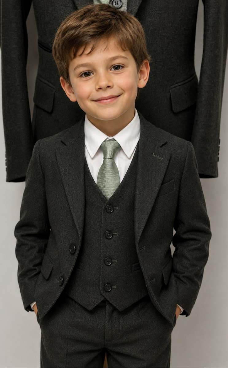Boys Age 13 Attenborough Wool Blend 3 Piece Suit