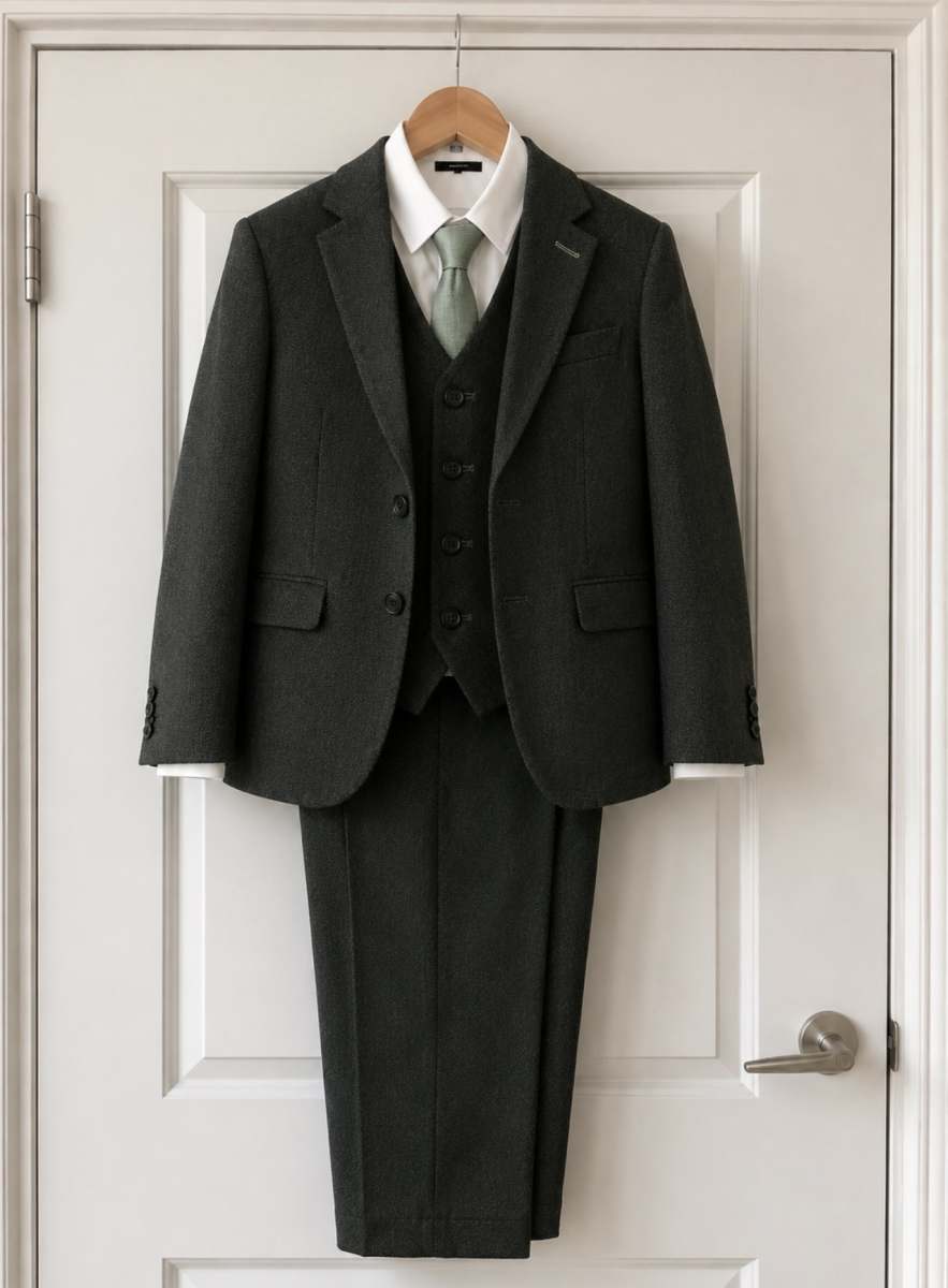 Boys Age 13 Attenborough Wool Blend 3 Piece Suit - Image 4